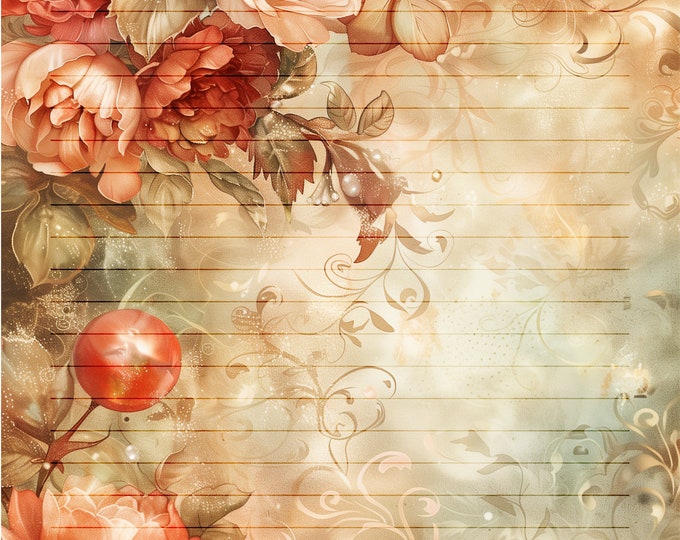 Five Beautiful June Pearl Writing/Journaling Papers to Download and Print at Home, 8.5 x 11