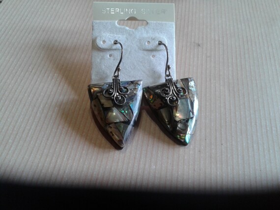 Sterling Silver and Curved Triangular Shell in Re… - image 4