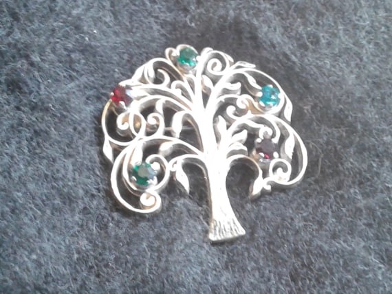 Anson Sterling Tree of Life Family Tree Brooch With Mulitcolored Rhinestones Signed Etsy