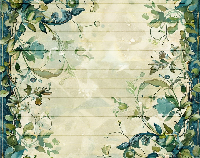 Five Beautiful August Peridot Writing/Journaling Papers to Download and Print at Home, 8.5 x 11