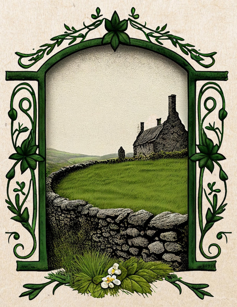 Rustic Irish Background Eight Irish Themed Background and Bordered Digital Papers for Instant ...