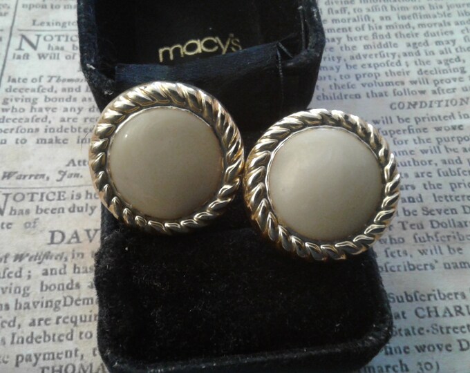 Molded Plastic in Imitation of Enameled Metal or Beaded Knots  Clip On Button Earrings