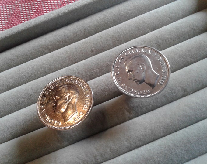 George VI Halfpenny Cufflinks in Silvertone