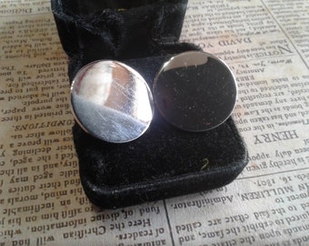 Coro Silvertone Flat Button Earrings, Two Pairs Available, One With Adjustable Back