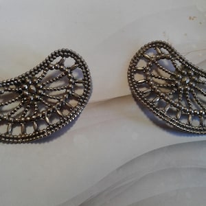 Edwardian Stamped Metal Shoe Clips: Cut Steel Style Decorations