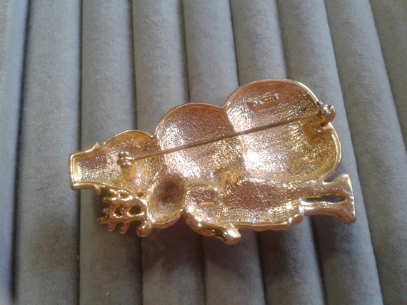 AJC Goldtone Reindeer Hugging a Snowman Pin, Sign… - image 3