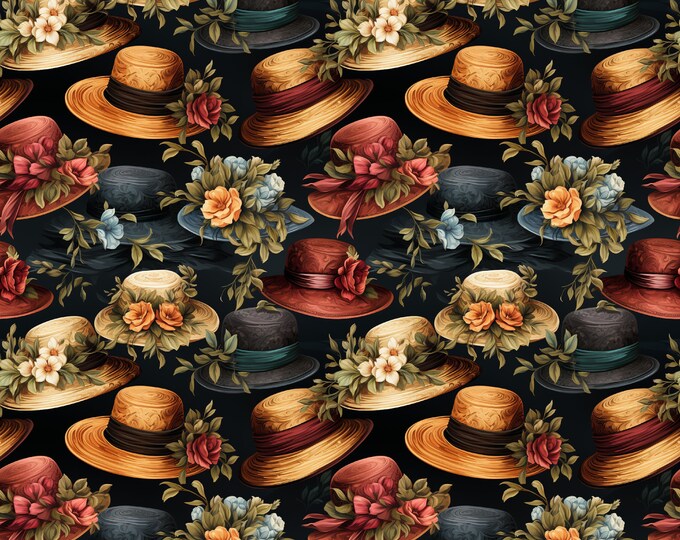 Fancy Hats--Five Seamless Repeating Beautiful Vintage Patterned Papers 12 x 12--JPG Files--Instant Download