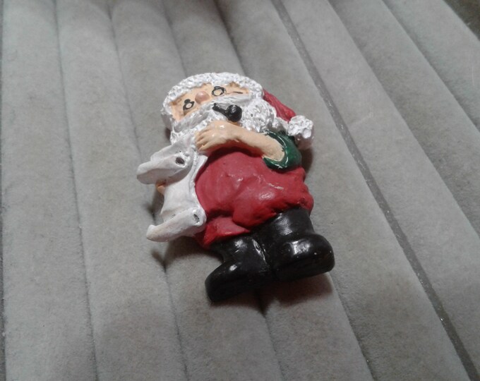 Applause Morgan Creative Paper Label Cast  Resin Santa in Overalls with Pipe and List