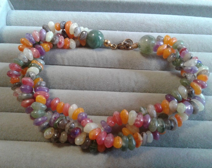 Plastic Faux Stone Fruit Salad Triple Twist Bracelet