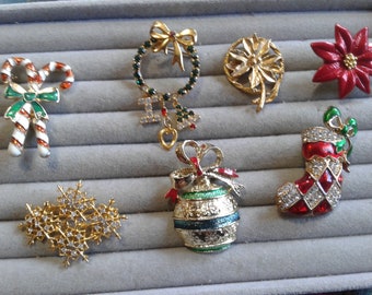 Selection of Vintage Christmas Brooches, Your Choice