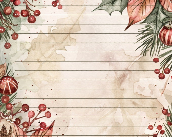 Pink Poinsettia Lined and Unlined Writing Papers--Two Designs to Download and Print at Home