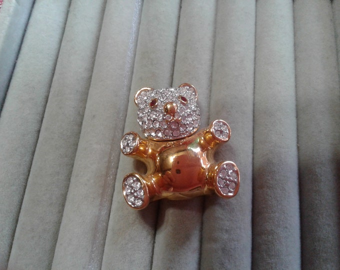 Goldtone and Pave Rhinestone Koala Teddy Bear Brooch Pin