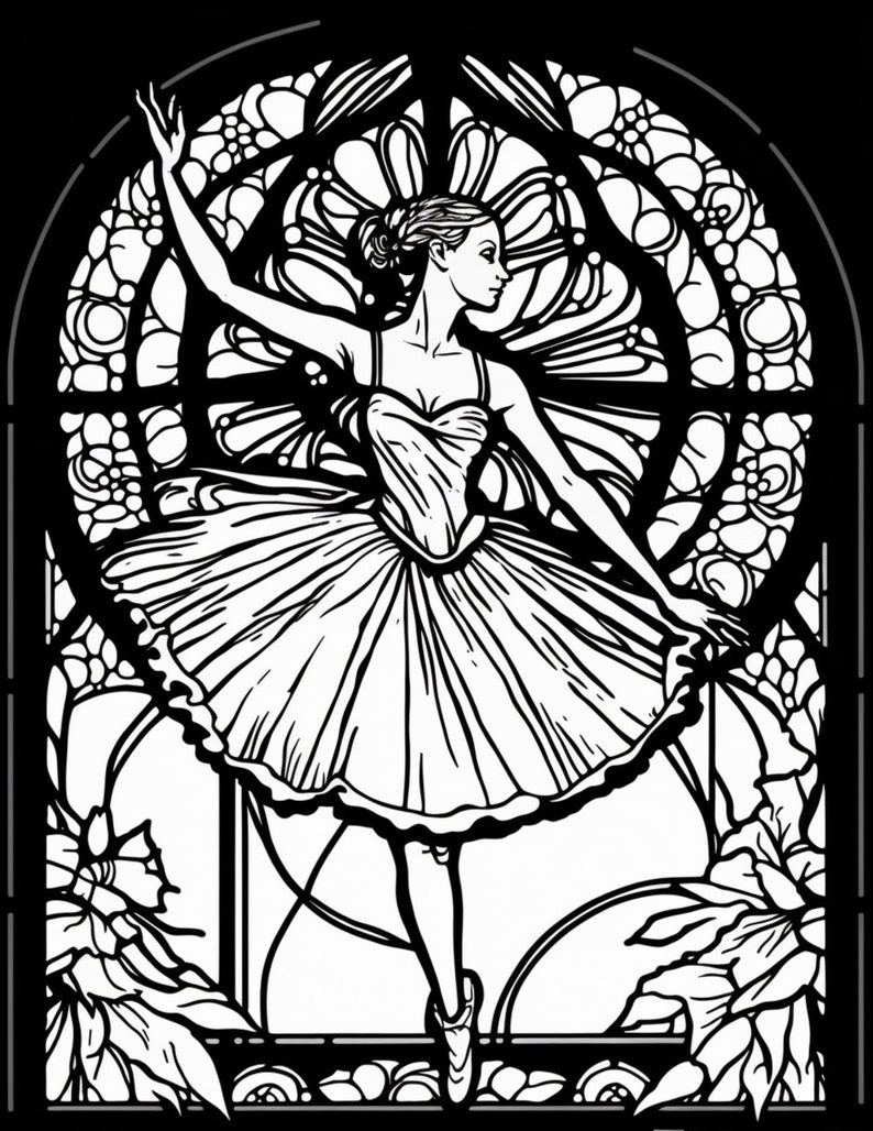 Three Ballerina Coloring Sheets for Instant Download image 3