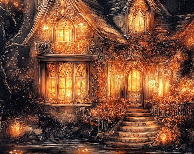 Five Golden Cottage Autumn Digital Papers/Backgrounds for Instant Download