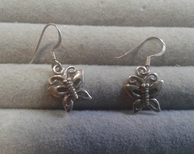 Sterling Silver Butterfly Dangle Earrings, 925