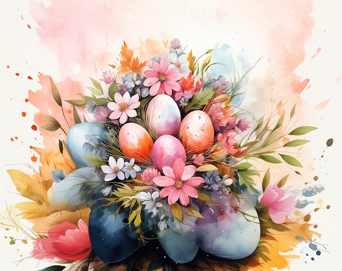 Five Beautiful Watercolor Style Easter Backgrounds for Instant Download, JPG Files
