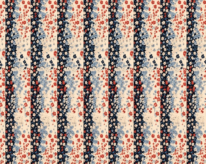 Old Time Red, White, Blue Florals--Five Seamless Repeating Beautiful Vintage Patterned Papers--JPG Files--Instant Download