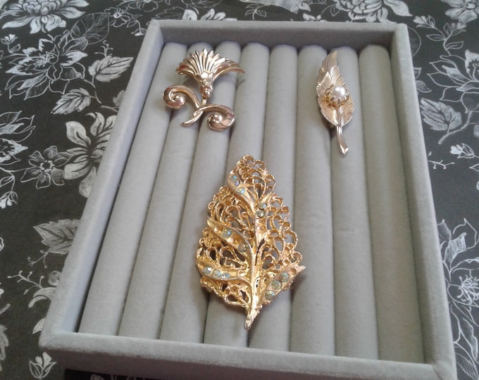 Selection of Goldtone Midcentury Botanical Brooches, Your Choice, Six Dollars Each