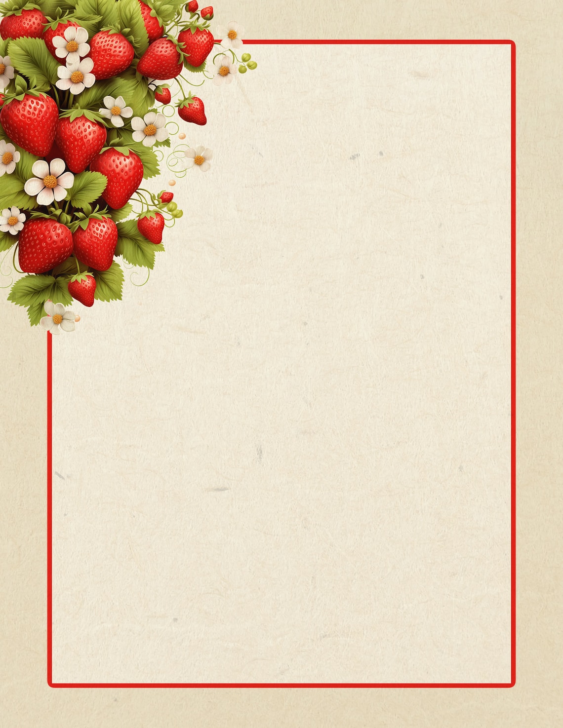 Strawberry Season Lined and Unlined Writing Papers, Instant Download ...