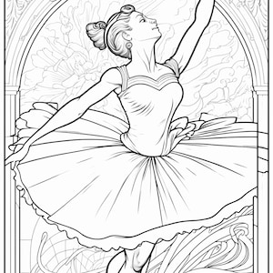 Three Ballerina Coloring Sheets for Instant Download image 2