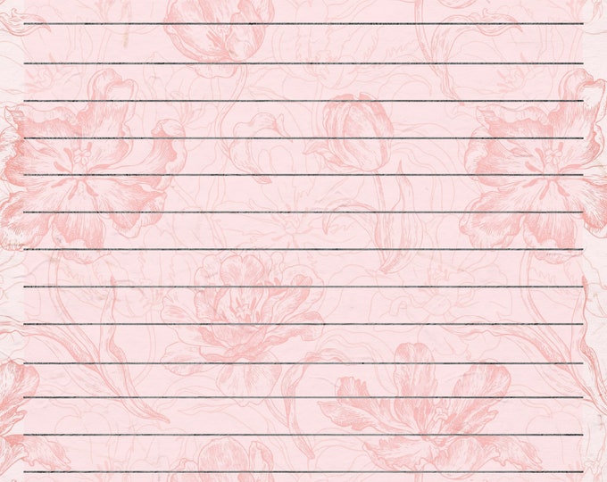 Simple and Decorative Pink Lined and Unlined Writing Papers for Instant Download