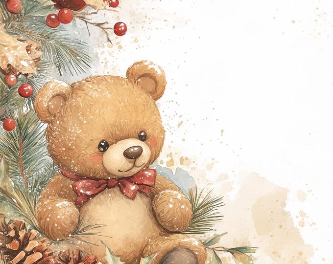 Christmas Teddy Lined and Unlined Writing Papers in Two Designs