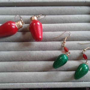 Your Choice, Novelty Red and Green Christmas Earrings, Lightbulbs, Joy, Candy Canes