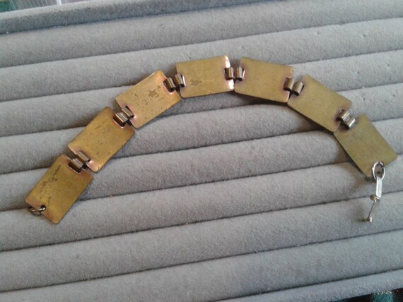 Reinad Brass Rectangular Link Bracelet, Signed - image 4