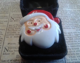 Kleine gegoten plastic kerstman vintage nieuwigheidsspeld