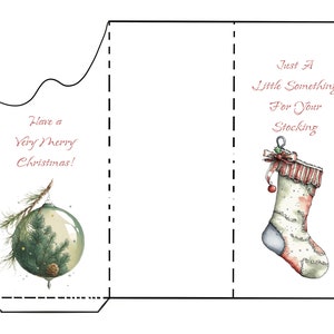 Meia aquarela encantadora em fundo branco Imprimir e dobrar porta-dinheiro Cartão de felicitações de Natal Download instantâneo