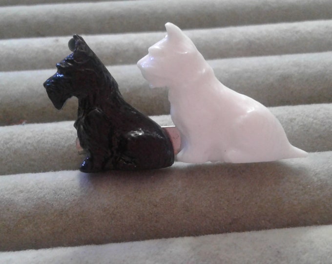 Black and White Plastic Made in Great Britain Scottie Dog Souvenir Pin