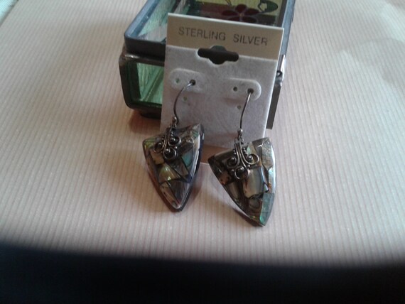 Sterling Silver and Curved Triangular Shell in Re… - image 1