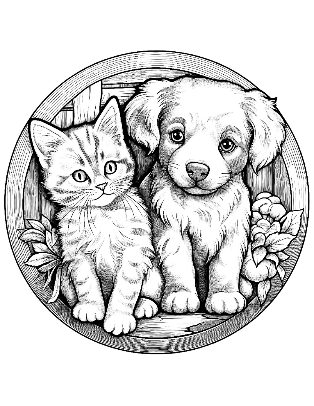 Five Cute Kitten and Puppy Coloring Sheets for Instant Download Etsy