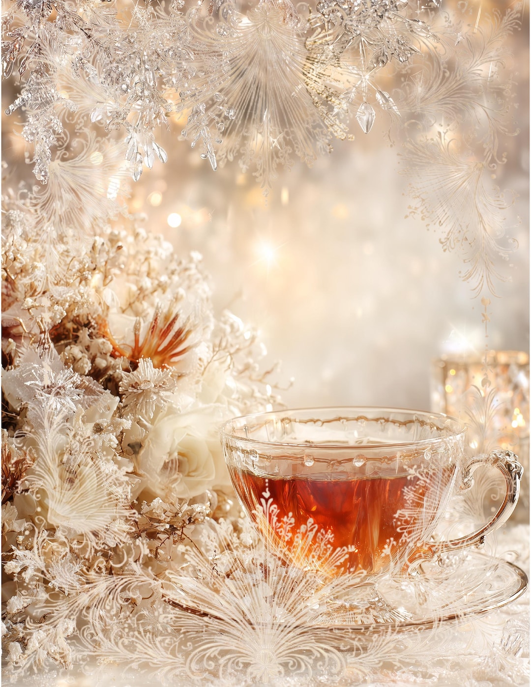Christmas Teatime Winter Holiday Bordered Digital Papers/backgrounds ...