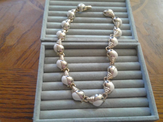 Goldtone and Cream Enamel Big Eighties Choker of … - image 2