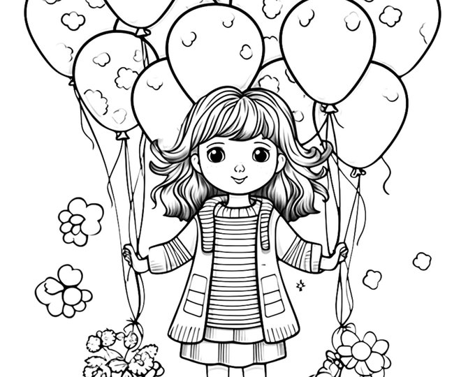 Five Cute Doll Coloring Sheets for Instant Download