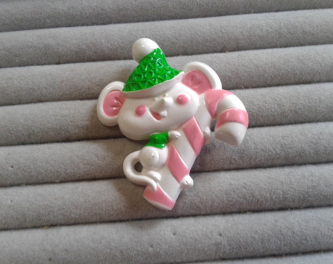 Avon 1974 "Lickety Stick" Mouse with Candy Cane Pin