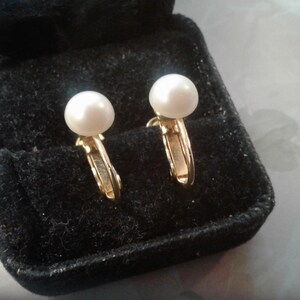 Goldtone and Faux Pearl "Stud" Adjustable Clip On Earrings, Two Styles Available