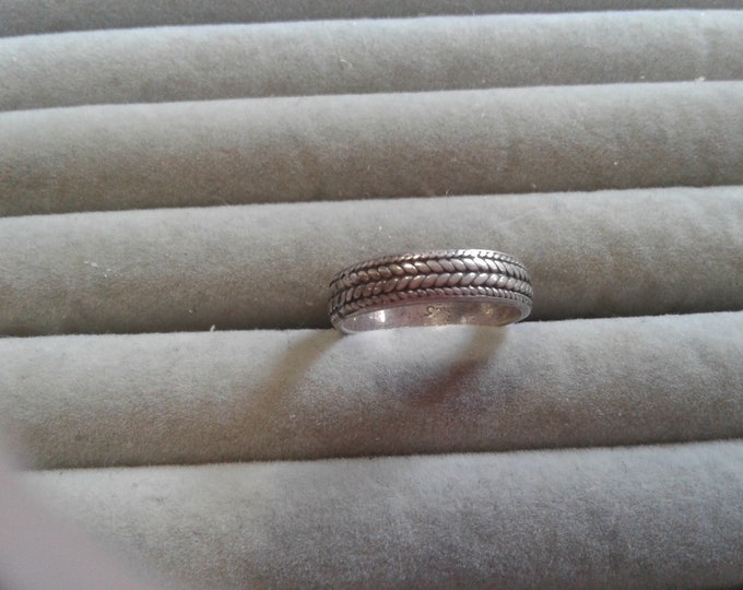 Sterling Silver Rope Pattern Band Ring, 925, Size 6