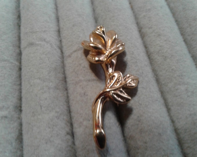 Electroform Small 14K Yellow Gold Rose Brooch/Pin, Marked 14K