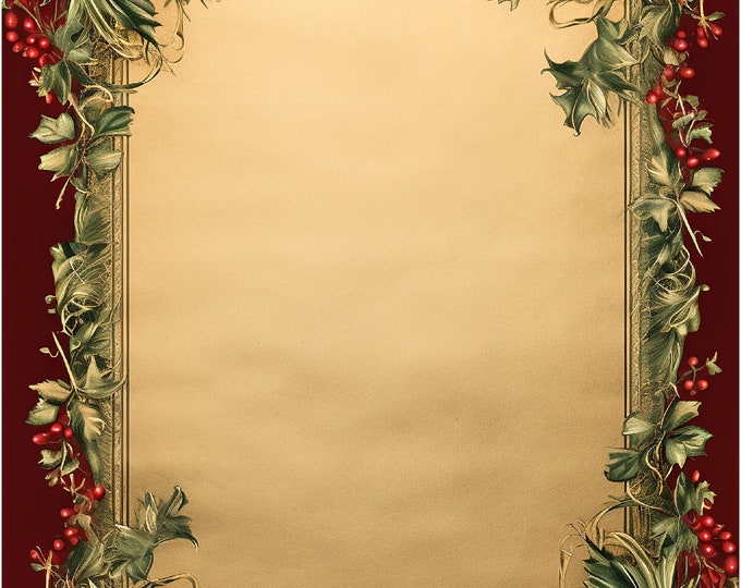 Five Victorian Holly Digital Papers/Backgrounds for Instant Download