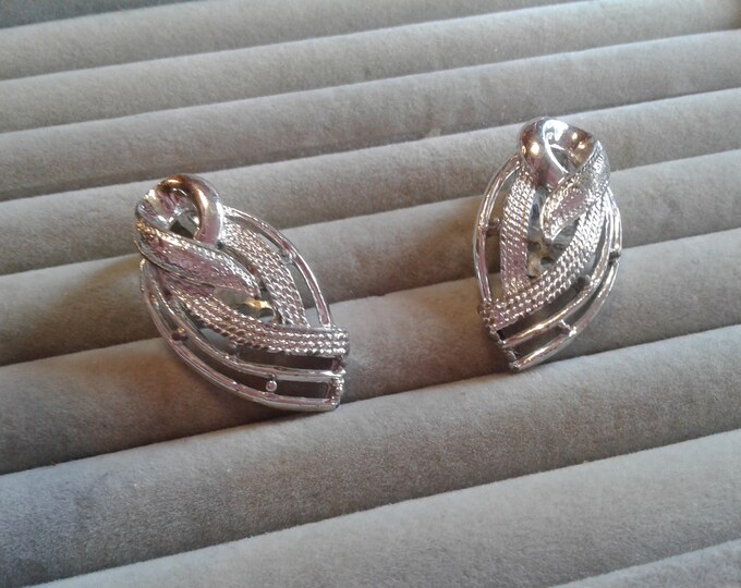 Silvertone Paisley Shaped Clip On Earrings