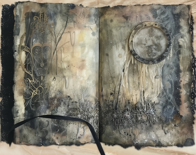 Mysterious Volume Background/Junk Journal Pages to Print at Home, 10 Designs. 5 Sheets