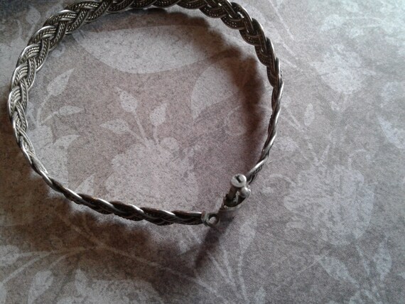 Late Georgian Silver Braided Bracelet with Pin Ca… - image 4