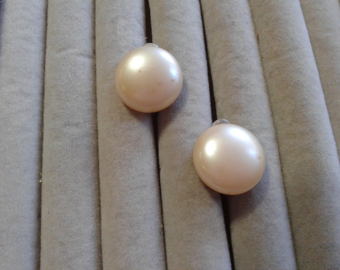 Vendome Sterling Silver and Faul Pearl Clip On Earrings, Signed Vendome Sterling