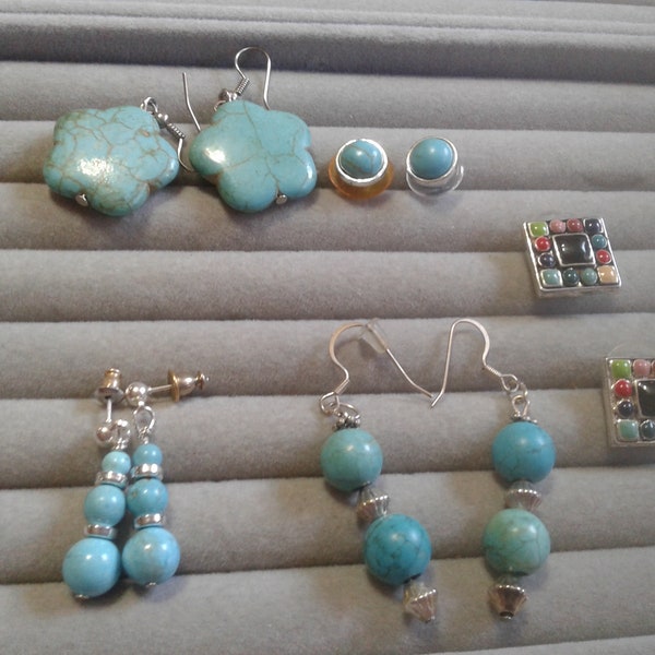 Selection of Imitation Turquoise Pierced Earrings, Your Choice