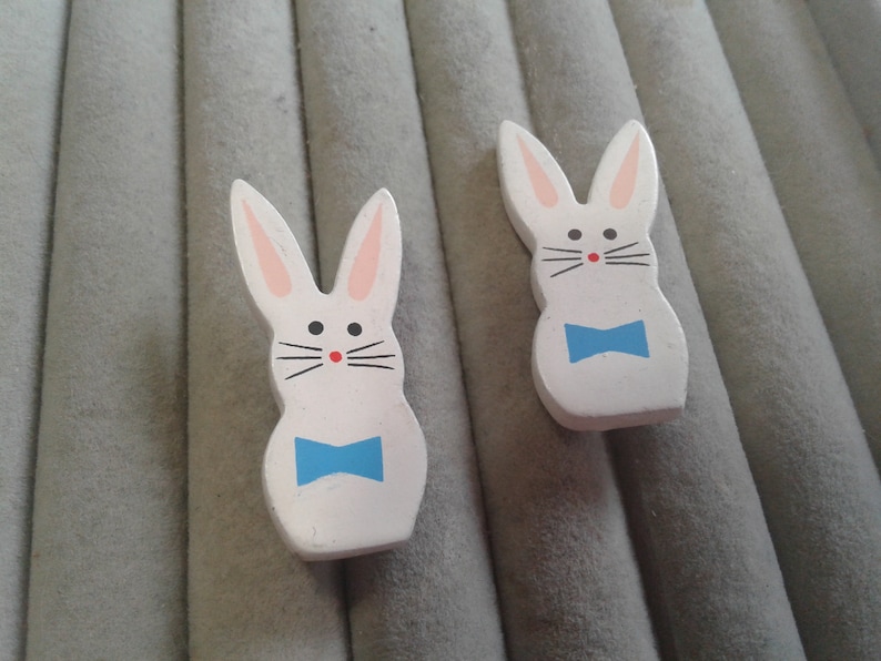 Aai Painted Wooden Novelty Post Back Rabbit Easter Bunny Earrings ...