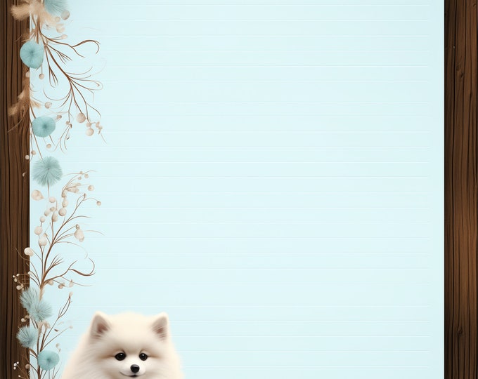 Perky Pomeranians Stationery Set Instant Download Printable-Lined and Unlined Sheets