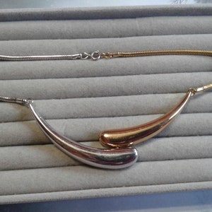 Naper Duotone Gold and Silver Choker, Signed, Vintage