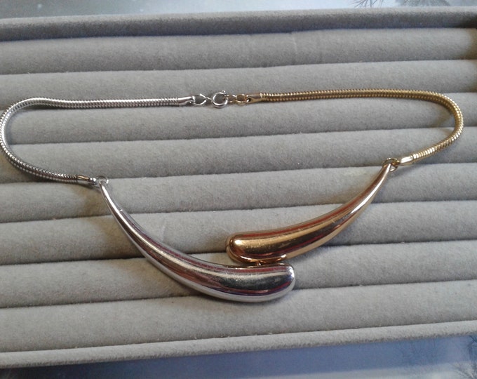 Naper Duotone Gold and Silver Choker, Signed, Vintage